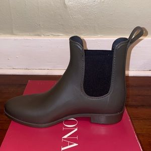 olive green ankle rain boots